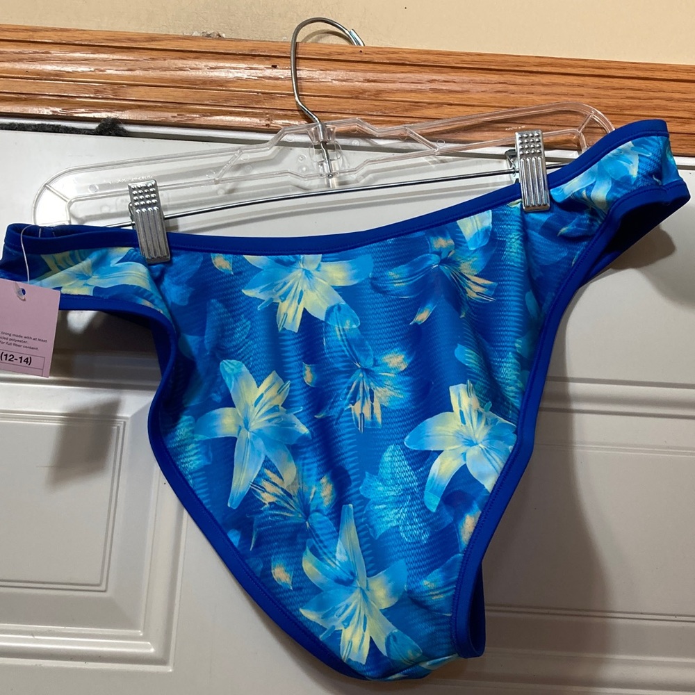 Blue Floral Bikini Bottom L NWT